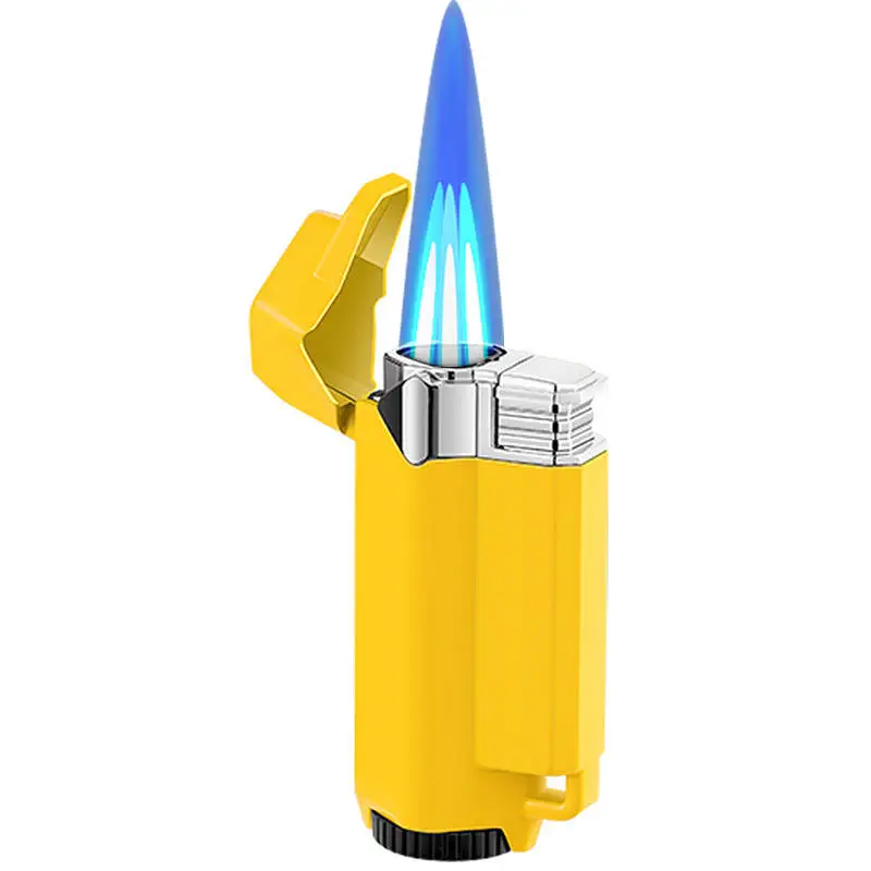 

Butane Gas Inflatable Torch Cigar Lighter Three Punches Of Flame Candle Lighter Multiple Colour Gift Box Drop Shipping