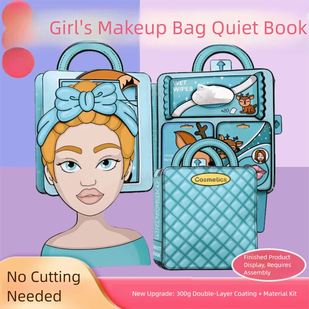 

Интерактивная развивающая книга-бизиборд «Салон красоты» с 3D-наклейками, набор для творчества, головоломка, игрушка-раскраска для девочек