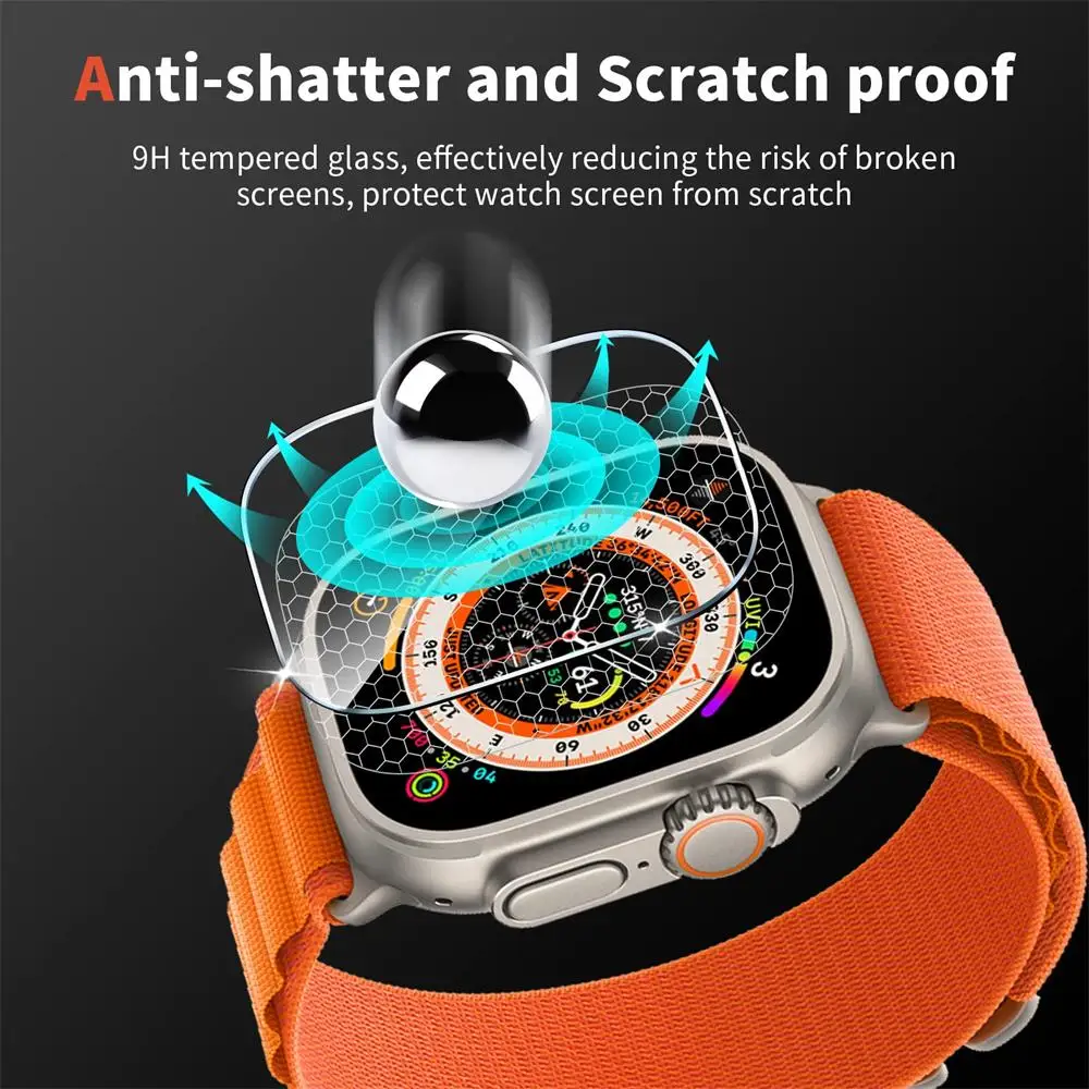 Screen Protector For Apple Watch Ultra 2 49mm Accessories Anti-Scratch Waterproof Tempered Glass HD Full Film iWatch Ultra 49 mm