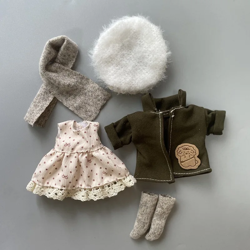 Nuevo vestido de muñeca bjd de 16-17 cm, vestido de dibujos animados de oso conejo, ropa de vestir para muñecas