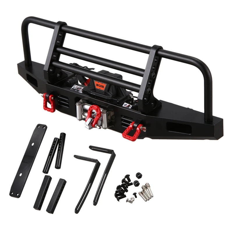 

Metal Front Bumper With Winch Remote Controller System For 1/10 RC Crawler Traxxas TRX4 Axial SCX10 & SCX10 II 90046