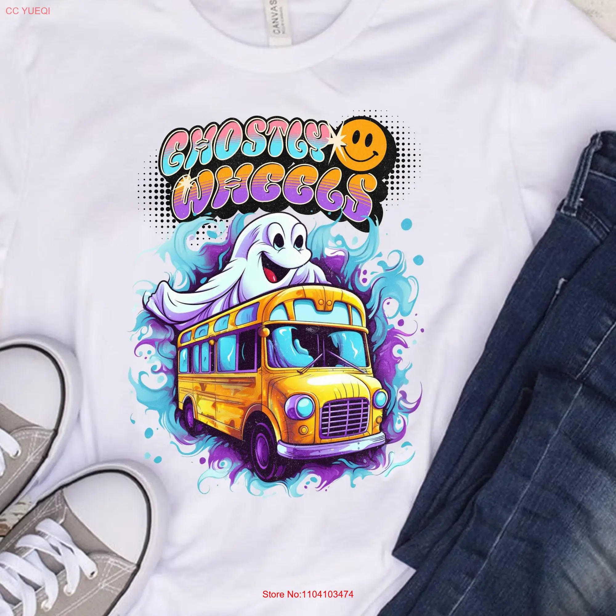 Bus Driver Spirit T Shirt Halloween Spooky School long or short sleeves