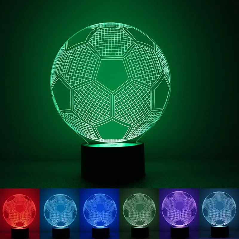 3D LED Night Light for Table Desk, Football, Soccer Ball, 7 Colors, Xmas Gift