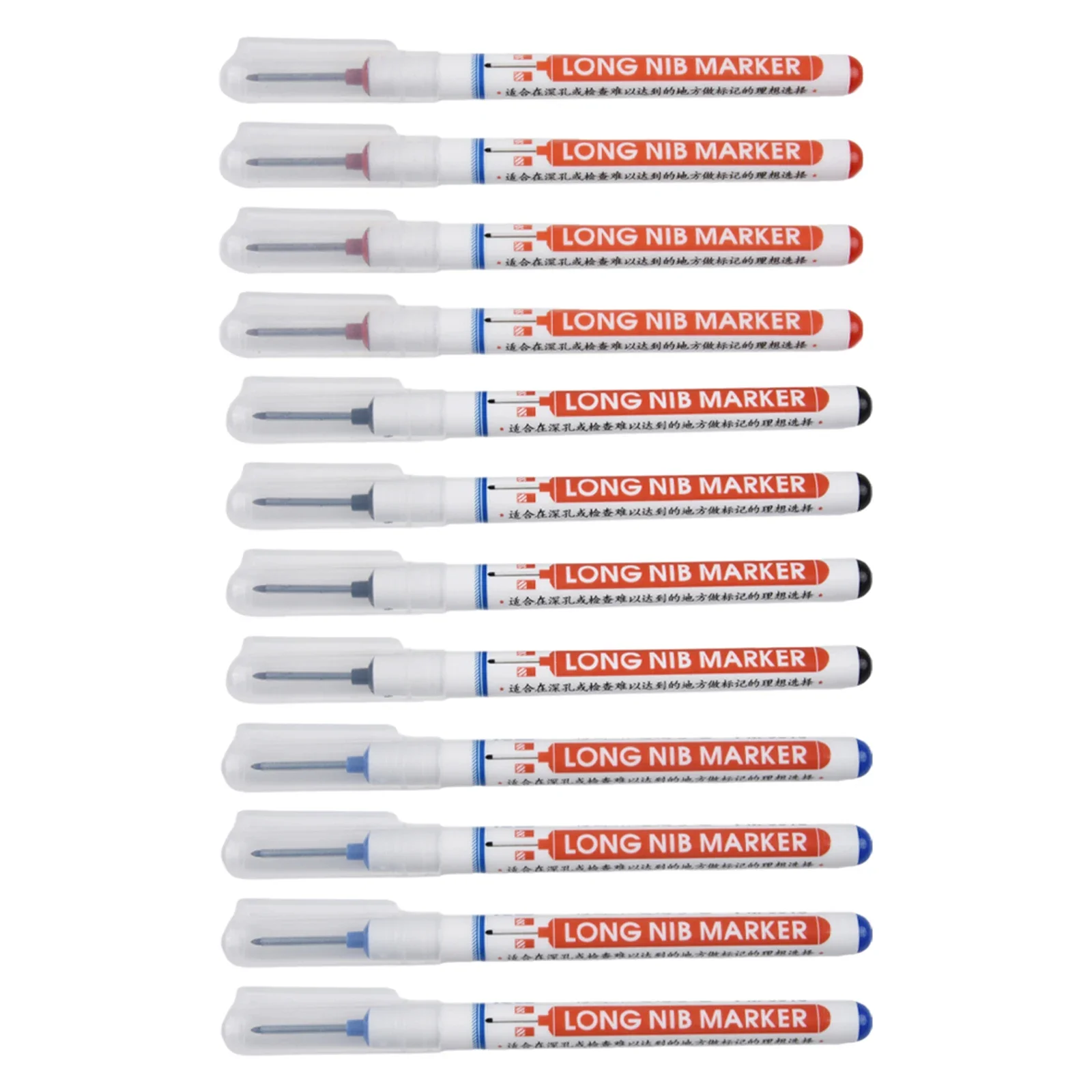 12pc Set Of Long Tip Marker Deep Hole Marker – Quick Drying Waterproof Efficient For Marking Multiple Surfaces