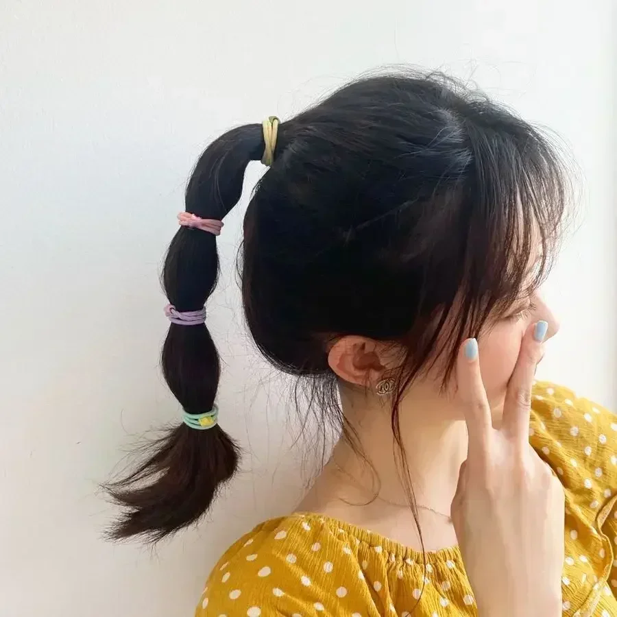 Lazos elásticos coreanos para el cabello para mujeres y niñas, coleteros coloridos con forma de estrella y corazón, accesorios de cuerda, 10 unidades