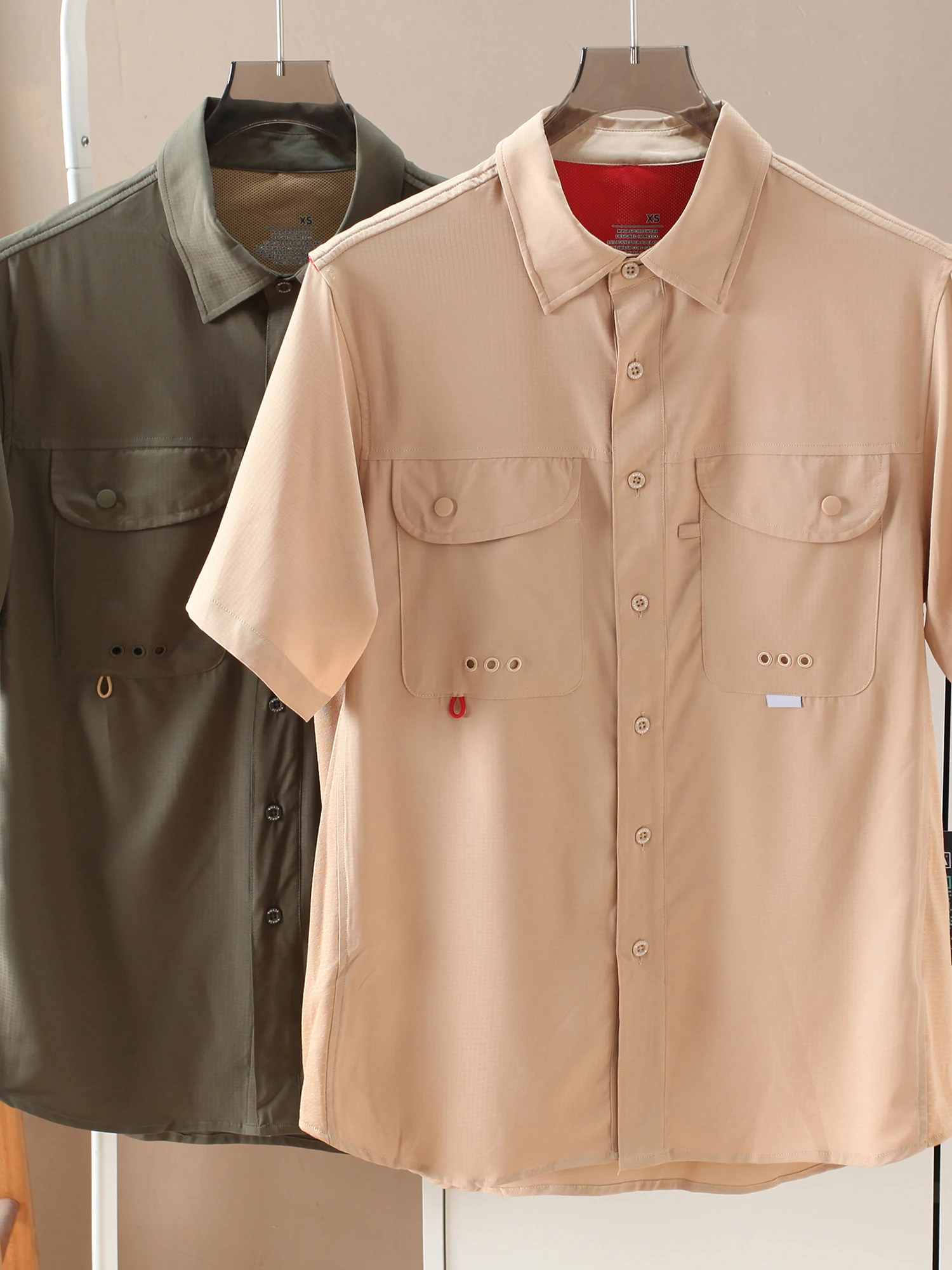 High Performance Outdoor Men's Short Sleeve Shirt Waterproof Sun Protection Quick Dry Breathable Polyester Fiber Fishing Summ...