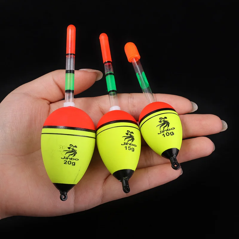 2Pcs EVA Luminous Fishing Night Float Light Stick Foam Plastic Bobber Sea Rock Fishing Floats Fishing Accessories 10/15/20g