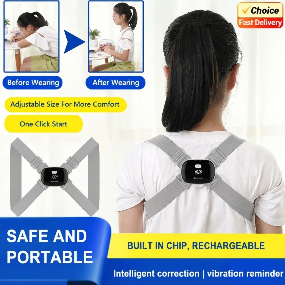 8 Shape Posture Corrector Belt Rechargeable Vibration Reminder Spine Support Belt Adjustable Strap Breathable Fabric