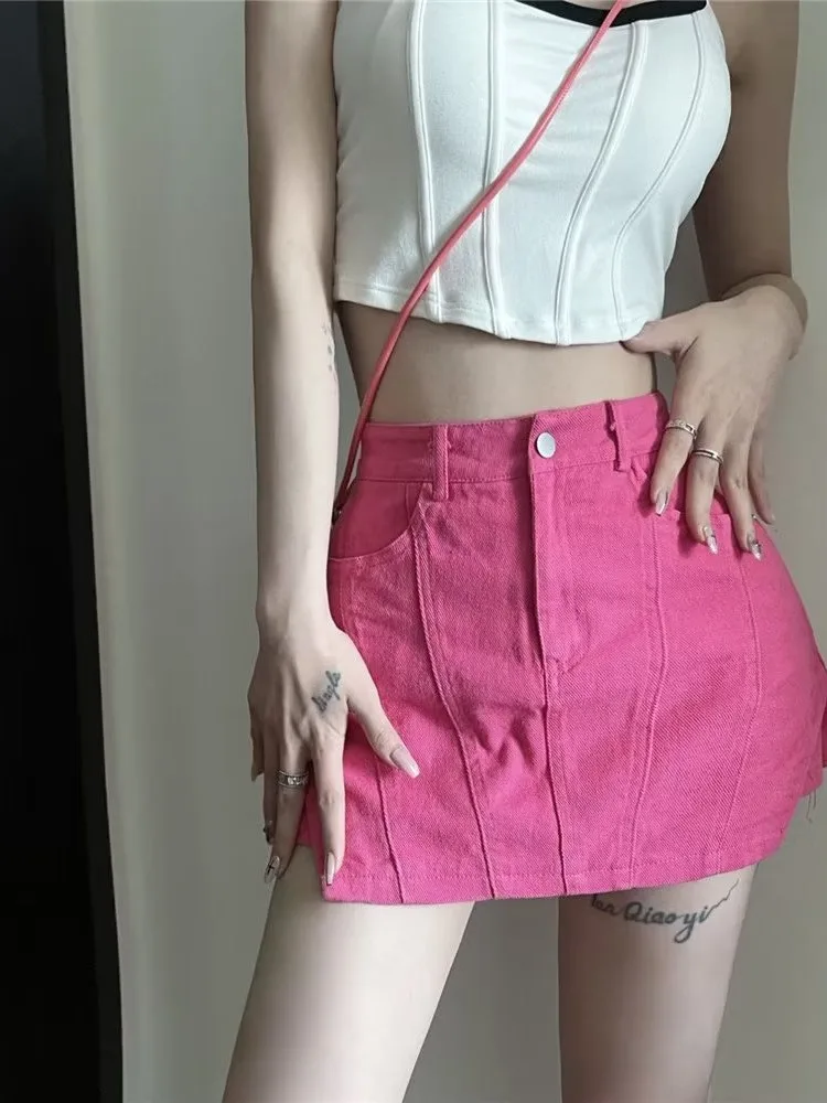 Denim Skirt A-line Skirt  Summer High Waist Slim Pack Hip Skirt Short Skirt Small Half Skirt Super Hot