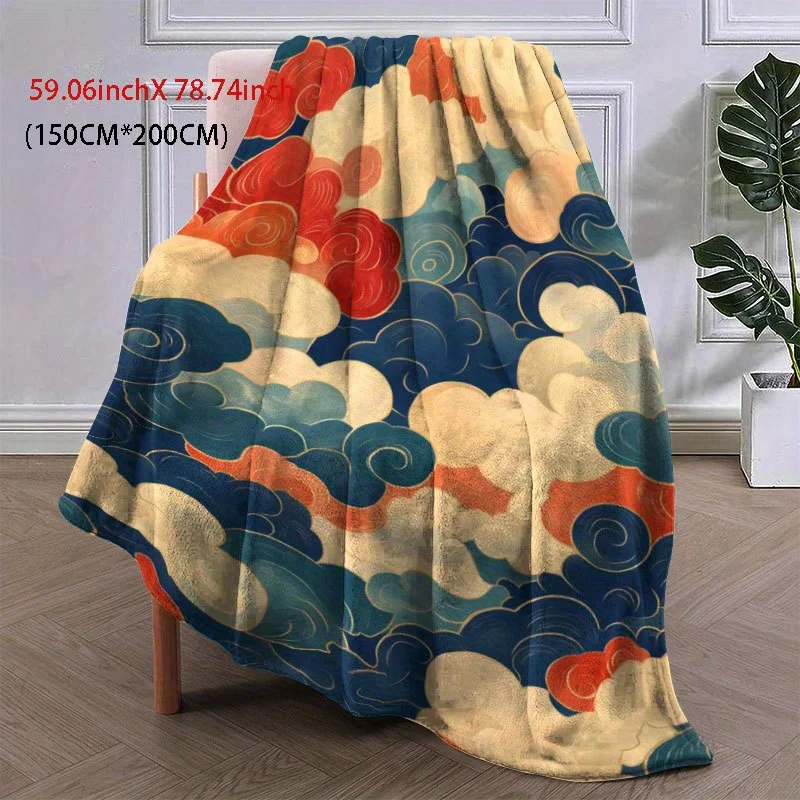 بطانية Cloudscape اليابانية ذات الوجهين من الفلانيل لهدية Zen Comfort AllSeason Comfort Serene Escape