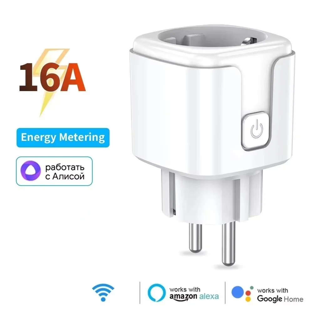 Smart WiFi EU Plug Socket Power Monitoring Timing Function 16/20A Outlet Works with Tuya Alexa Google Home Alice Smart Life Home