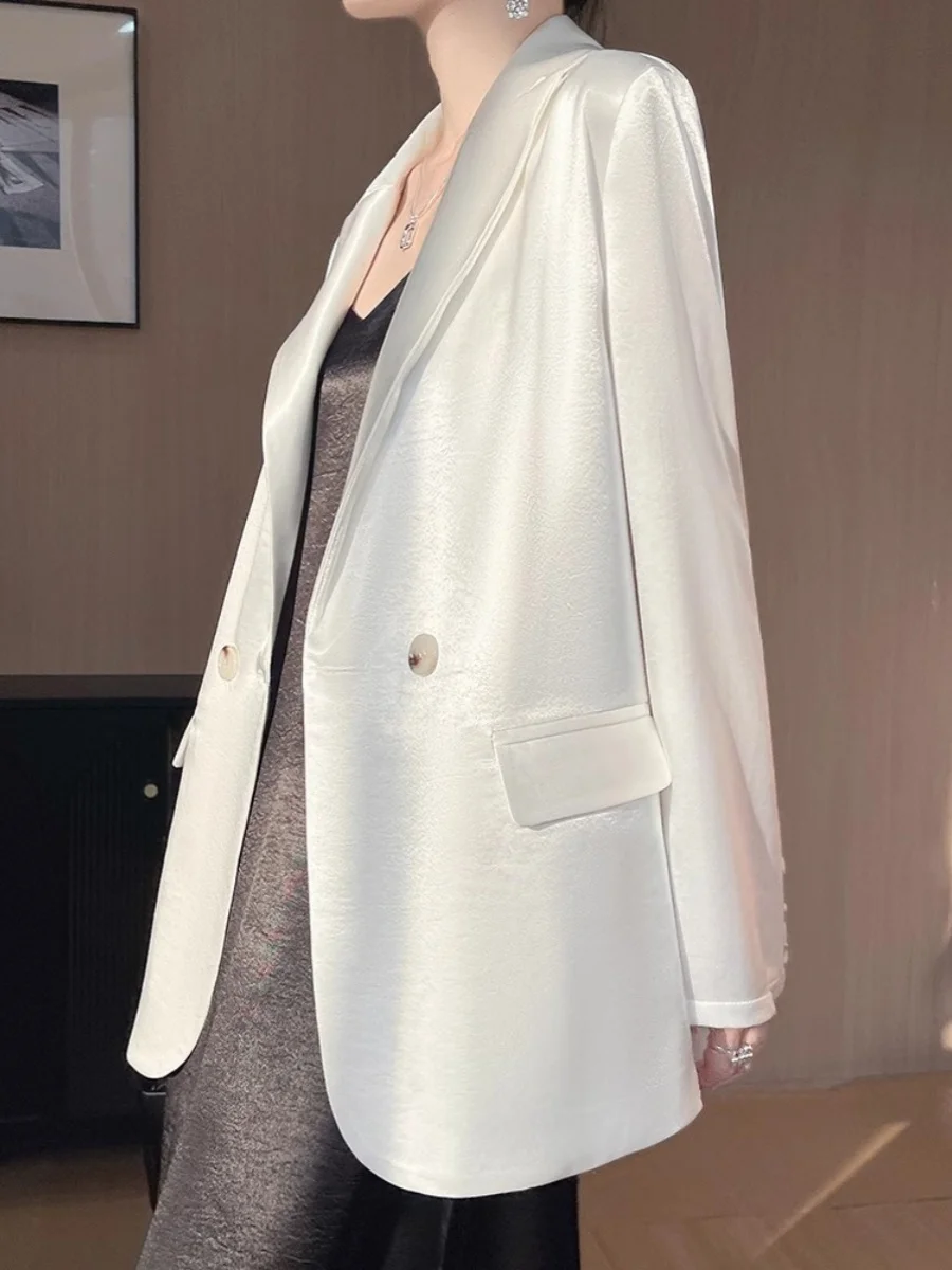 2025年春 レディース カジュアル ルーズ PUレザー ジャケットスーツ アウター ヴィンテージ 高級感 通勤 長袖コート