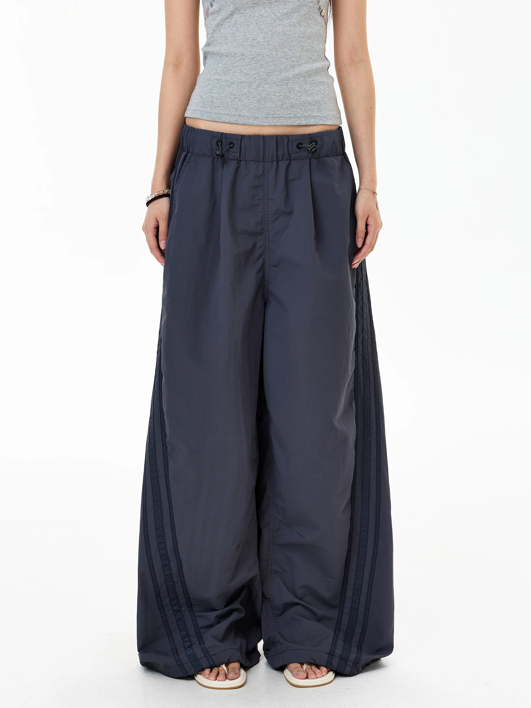 

Waterproof Casual Striped Men's Women's Summer Thin Cargo Pants Multiple Pockets Paratrooper Style Wide Leg Pants Loose Fit