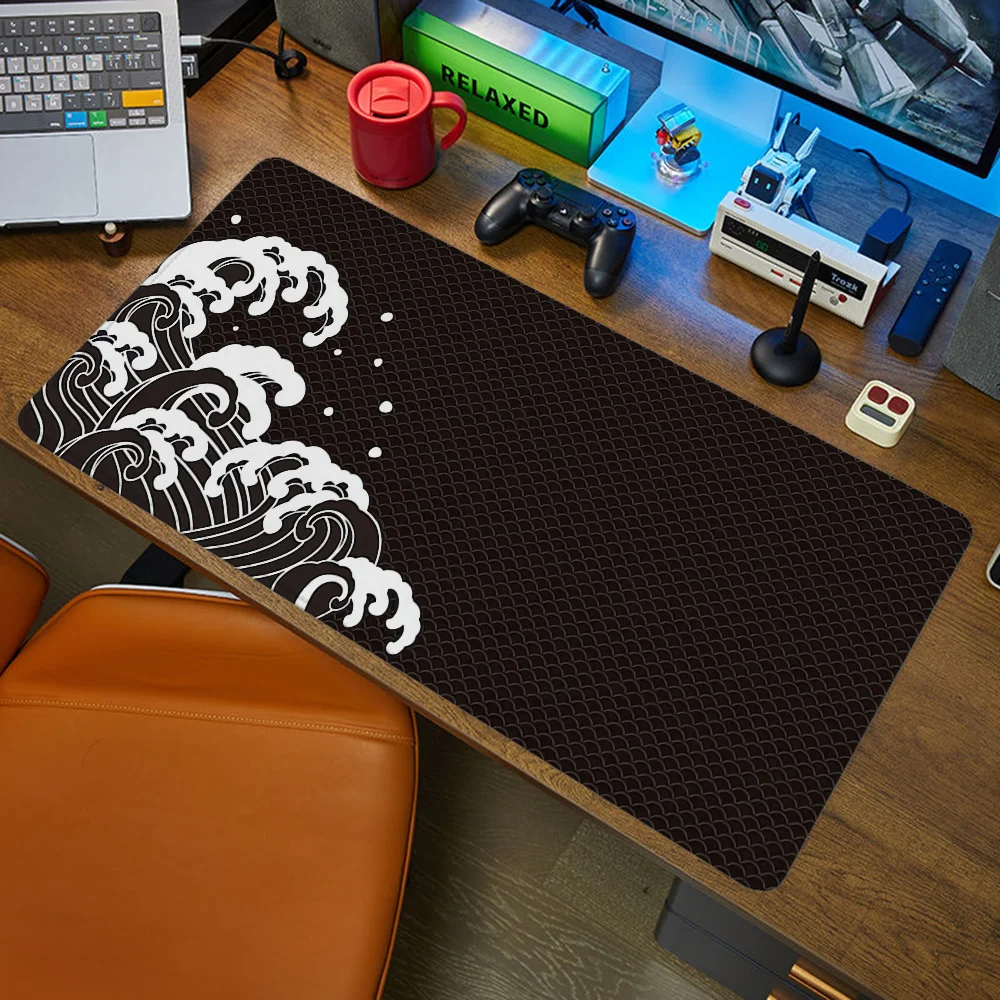 Japanese-style Waves Gaming Mats Mouse Mat Office Accessories Gamer Desk Pad Mousepad Anime Computer Table Large Pc Xxl Mause