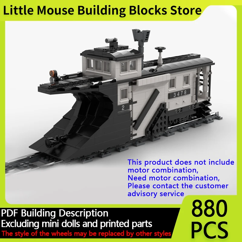 

City Car Model MOC Building Bricks Railway Train Snow Ploow Modular Technology Gifts Holiday Assemble Children Toys Suit