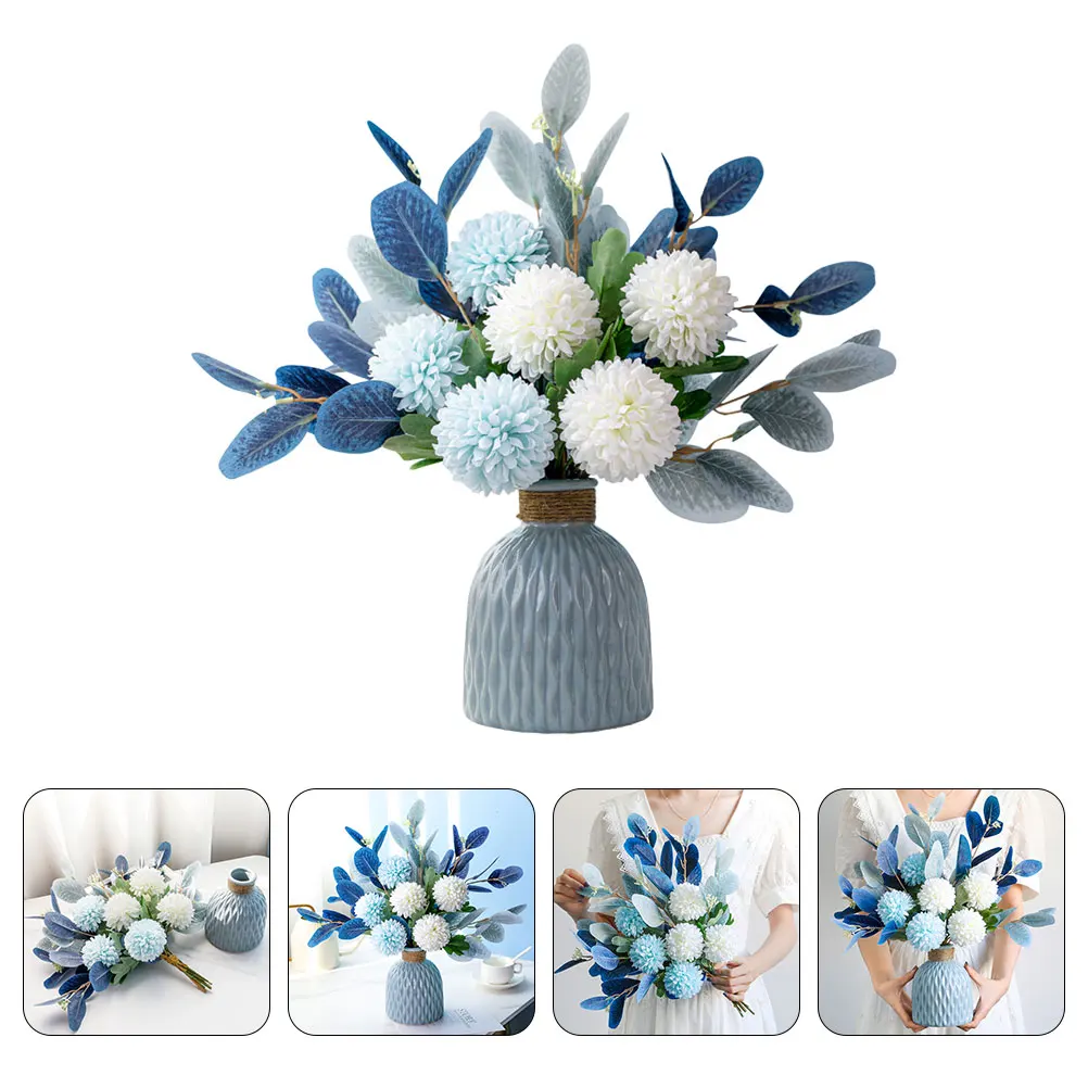

Blue Ceramic Artificial Hydrangea Decorative Flower Wedding Supply Bouquet for Home Wedding PartyFlower Arrangement