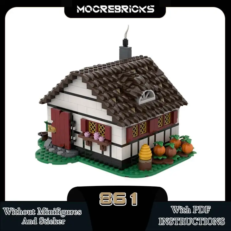 Countryside Street View Old Medieval Farmhouse Model Building Block DIY Modular Architecture Bricks Experts Educate Children Toy