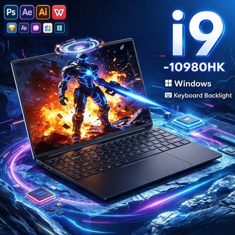 15.6' Laptop Intel Core i9-10980HK 16/32GB RAM 1TB 2TB SSD Office Gaming Laptops Fingerprint UnIock Notebook Protable PC