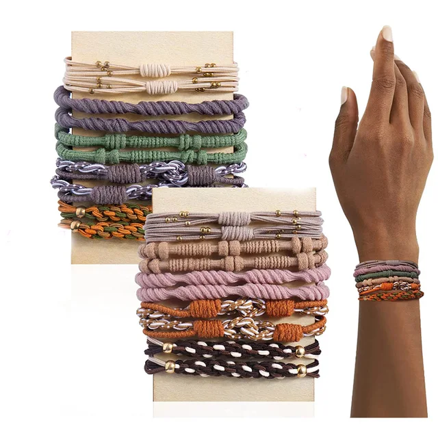20szt Moda Bohemian Style Bransoletka do włosów dla kobiet Perłowa gumka do włosów damskie Elastyczne gumki do włosów do bransoletek Knekki