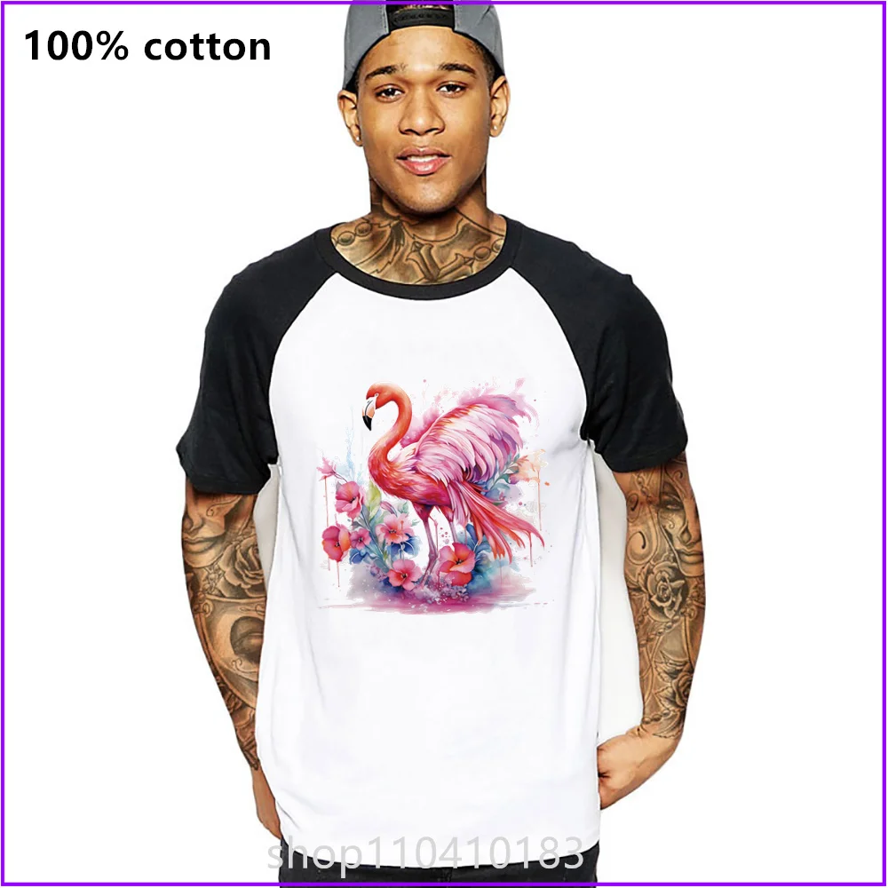 Beautiful flamingo watercolor summer days wedding gift T Shirts For Men's Women Tshirt T-Shirt black graphic vintage military ac