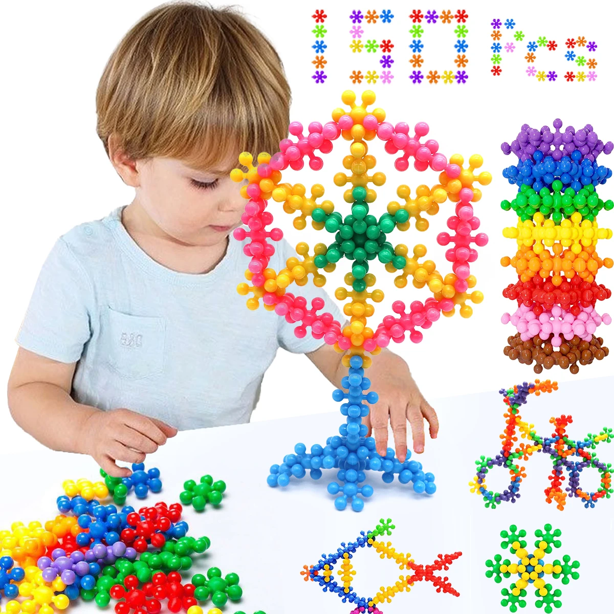 Baby Plum Blossom Building Blocks 3D Bricks STEM Educational Building Toys Interlocking Solid Plastic Discs Sets Gifts for Kid