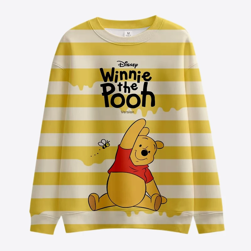 Y2K Cartoon Disney Winnie the Pooh and Minnie Mickey Sweatshirt Ladies Crew Neck Loose Pullover Autumn Fun Print Long Sleeve Top