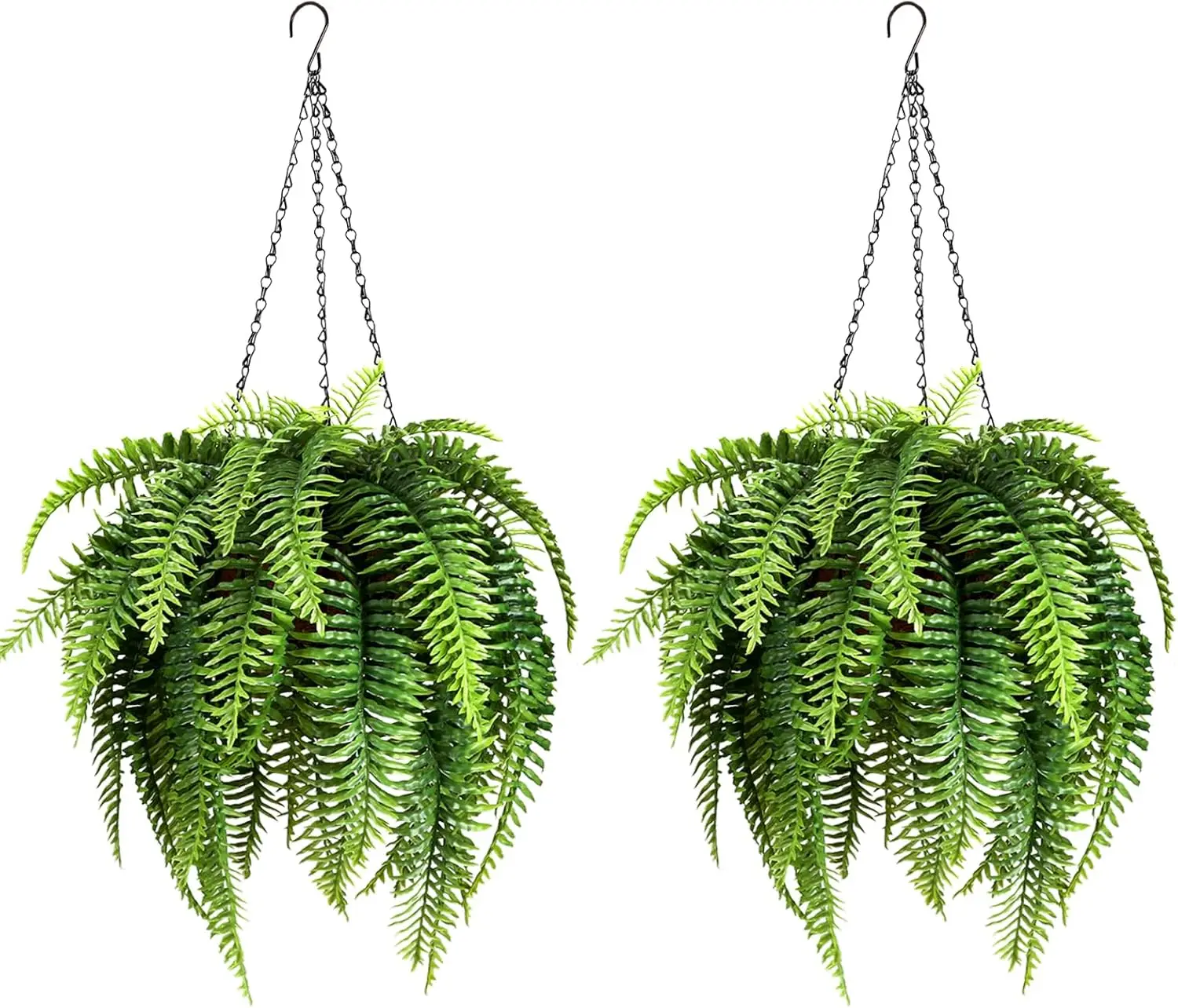 

Realistic Fake Ferns with Hanging Baskets, UV Resistant Artificial Plants for Outdoor Patio Garden Decor