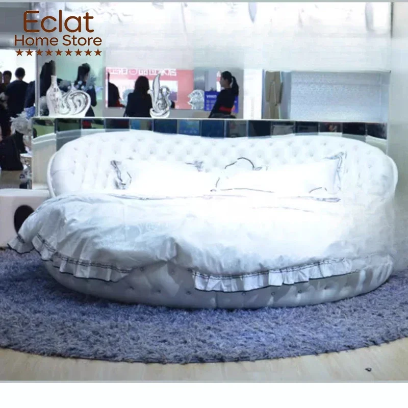 Design European Bed Modern Beauty Nordic Bedroom Luxury Sun Bed Simple Princess Round Double Wooden Beliche Trendy Furniture