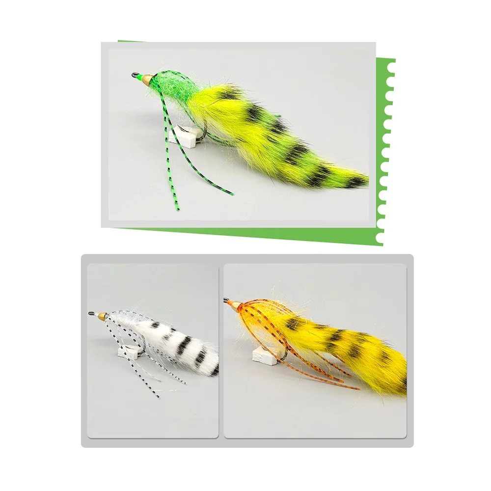 1/0 Zonker Streamer Fliegenfischen Fliegen mit Messing Kegelkopf Silikonbeine Hase Fell Fliegenfischen Köder für Barsch Forelle Lachs – Detail 2