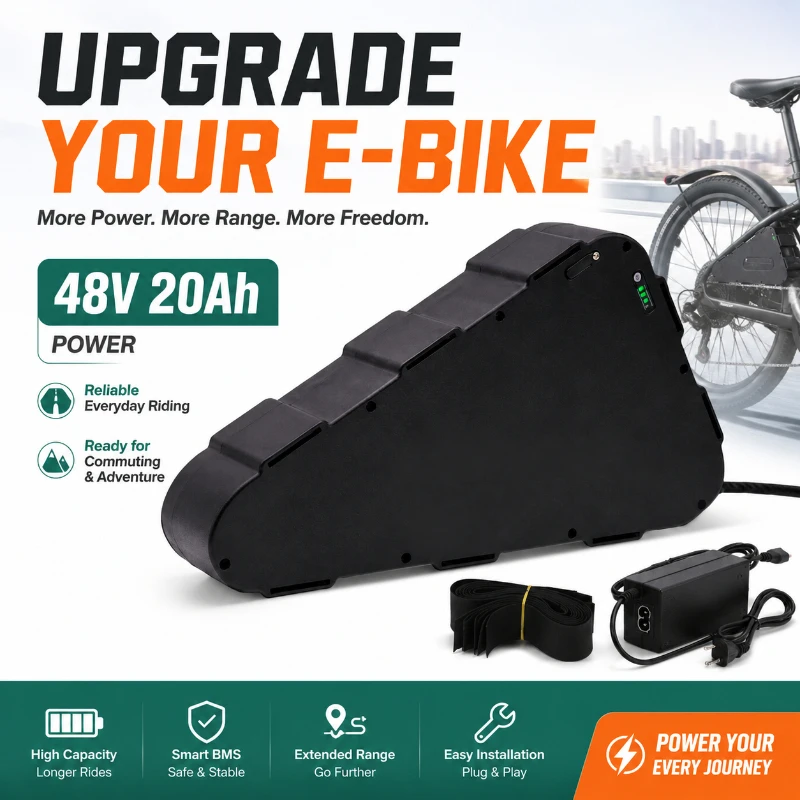 48V 20Ah Triangle Li-ion E-bike Battery Pack with 3A Charger for Mountain Bicycle Conversion Electric Bike lithium battery pack