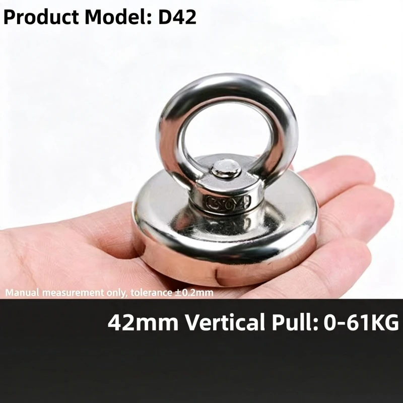 Double-Sided Fishing Magnet, Super Strong Round Fishing Magnet, with Hanging Ring Bolt