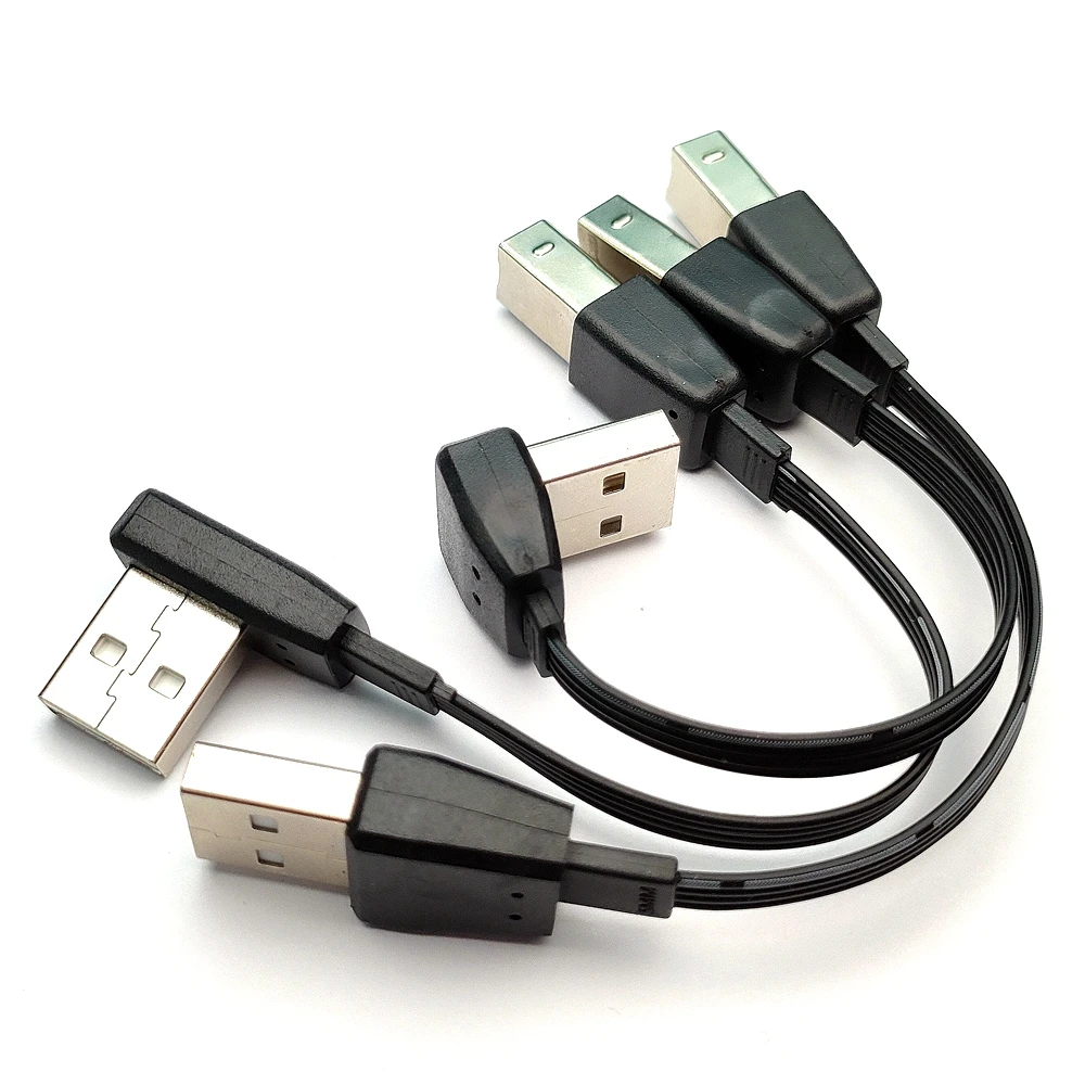كابل بيانات USB2.0 بطول 0.1 متر علوي وسفلي وأيسر وأيمن، كابل بيانات بفم مربع 90 درجة AM إلى BM كابل طابعة سطح المكتب 10 سم - 100 سم