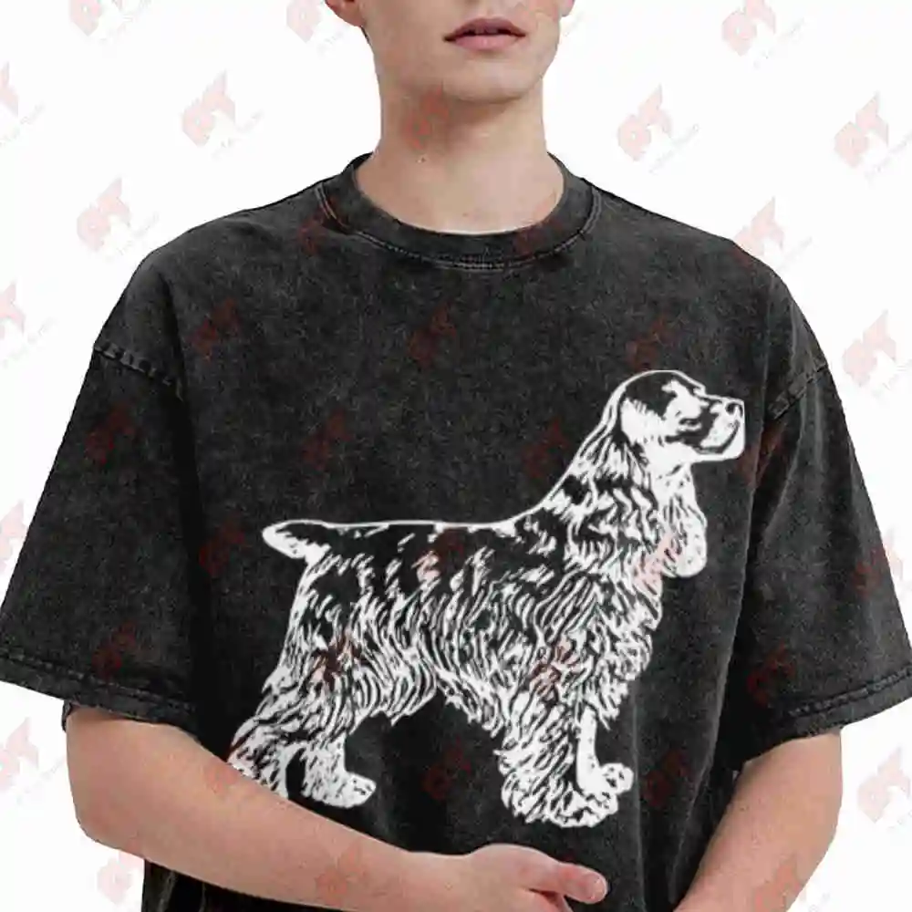 English Cocker Spaniel Vintage Washed Tee Pure Cotton T-Shirt