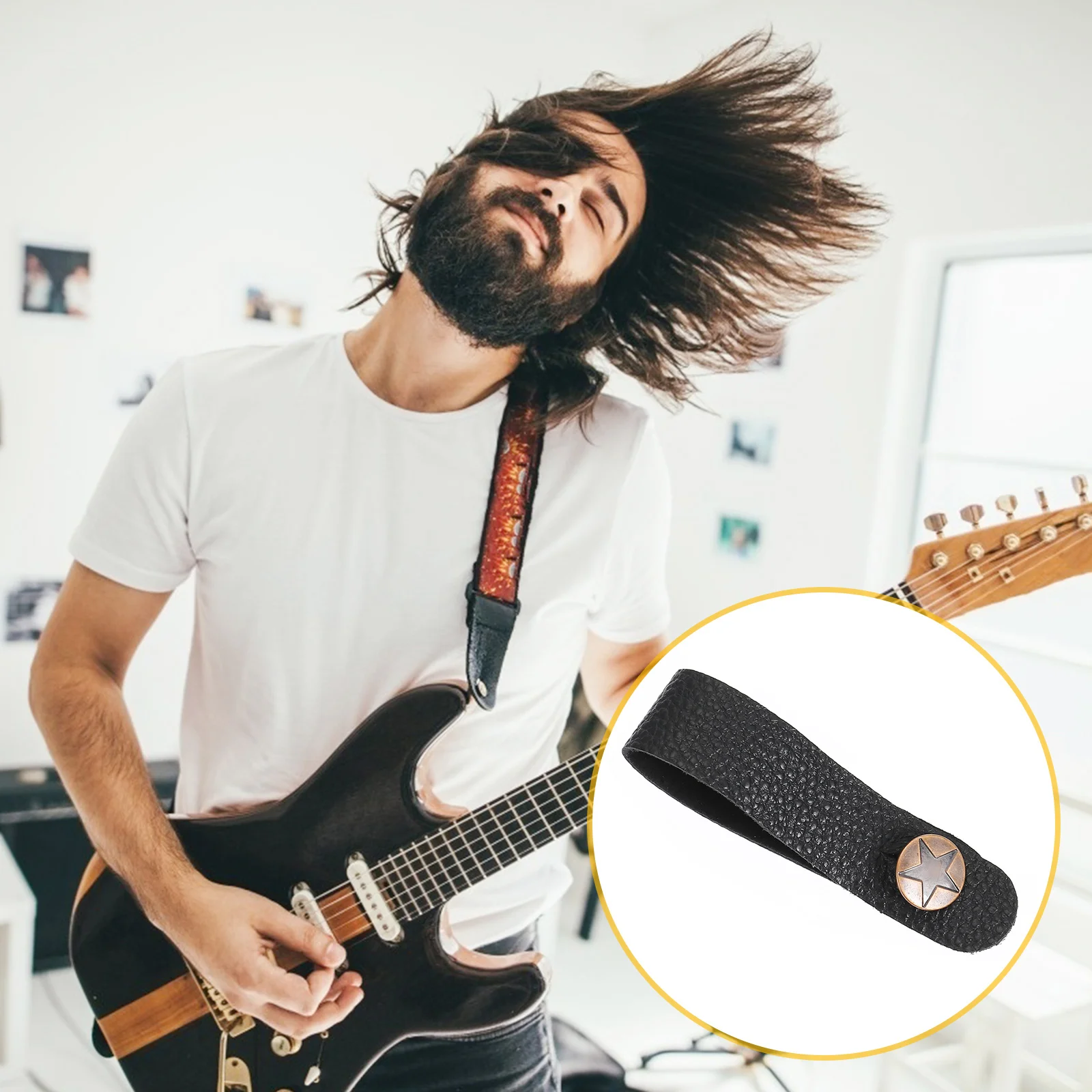 

4pcs Headstock Tie Durable Replacement Acoustic Adapter Compact Easy Install Guitar Neck Strap Button Accessories Practical