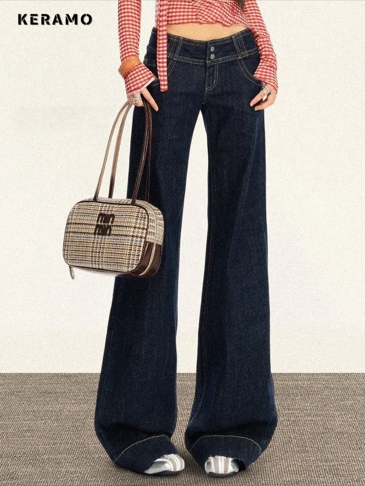 

Повседневные эклектические прямые джинсовые брюки женские Y2K гранж ретро с высокой талией однотонные джинсы 2000-х годов уличные винтажные трешные брюки эмо