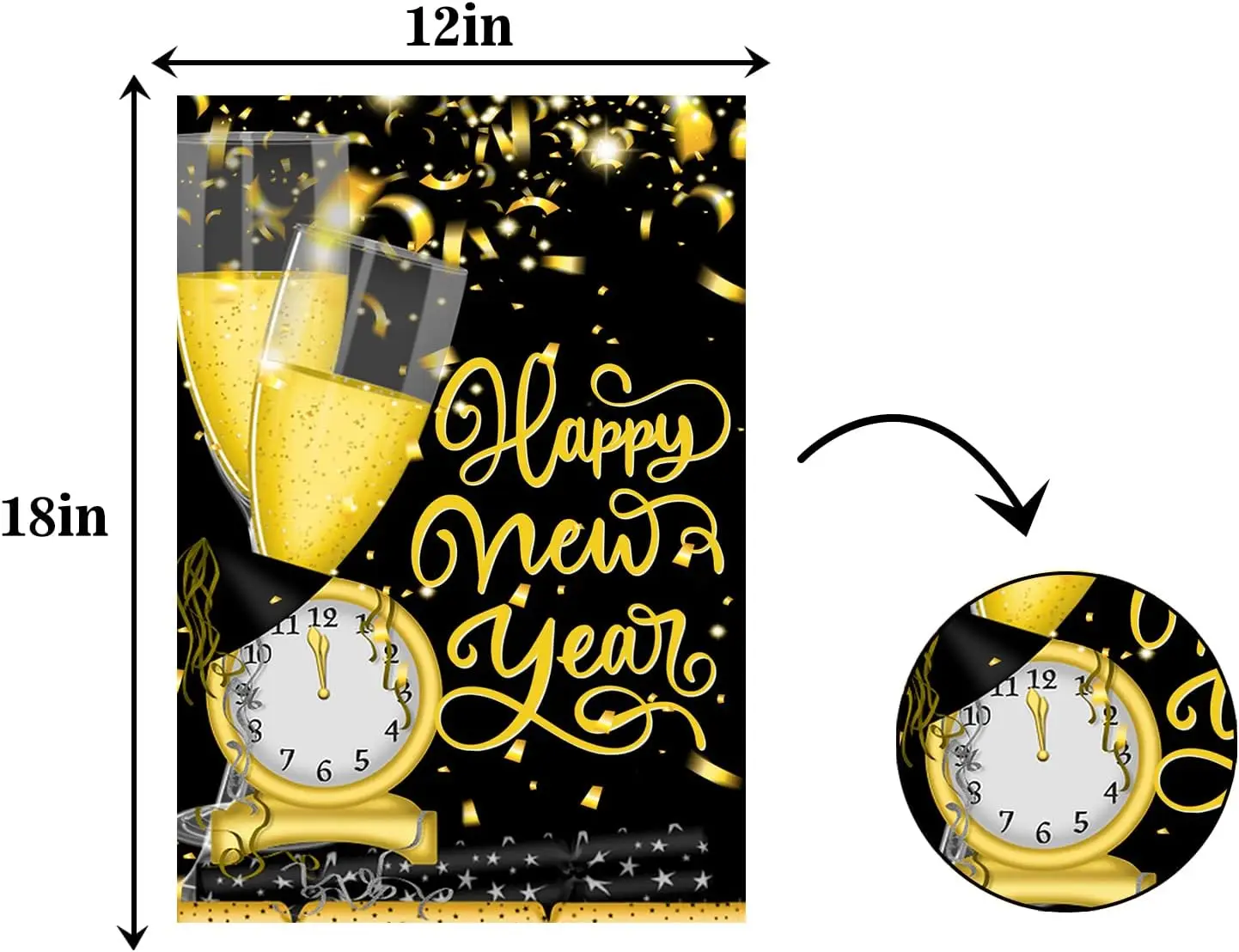 Happy New Year Garden Flag - Cheers New Year 2023 Yard Flag - New Year Eve Welcome 2023 Celebration Home Outdoor Decorations - D