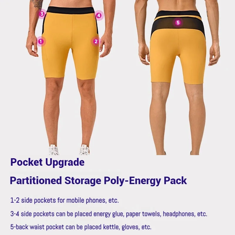 

(S-2XL)Surround Waistband Mesh Pockets Mens Quick Dry Trail Running Shorts 4" Built-in Triangle Laye Mens Training Shorts