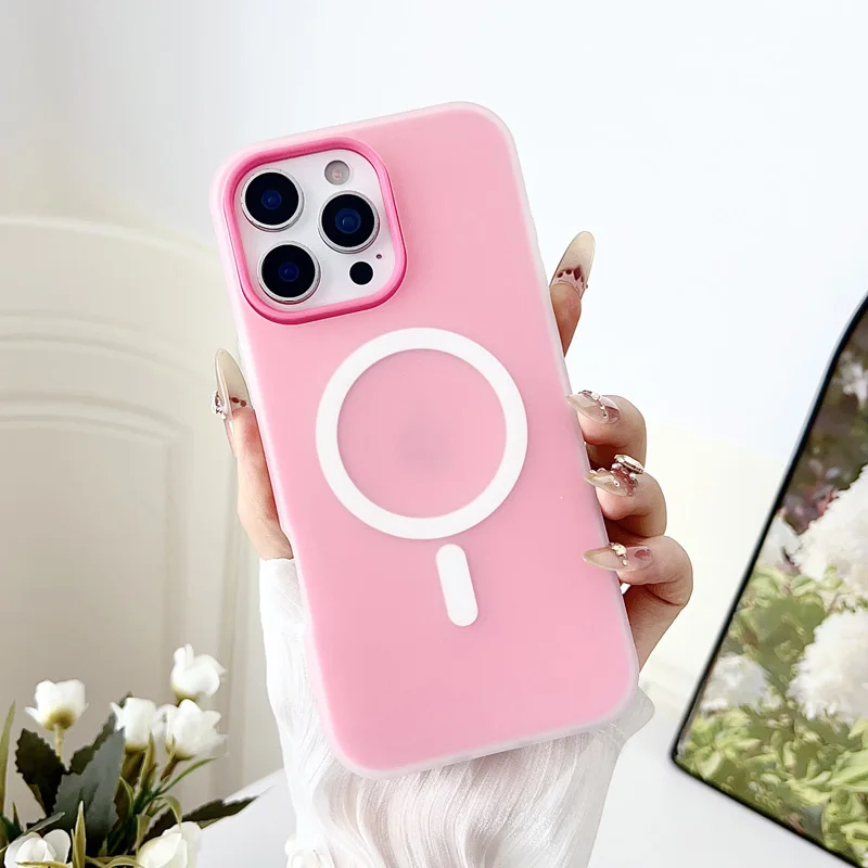 

50PCS Candy Color Charging Magnetic Case For IPHONE 16 15 14 13 12 11 Pro max Plus Jelly Magsafe Case