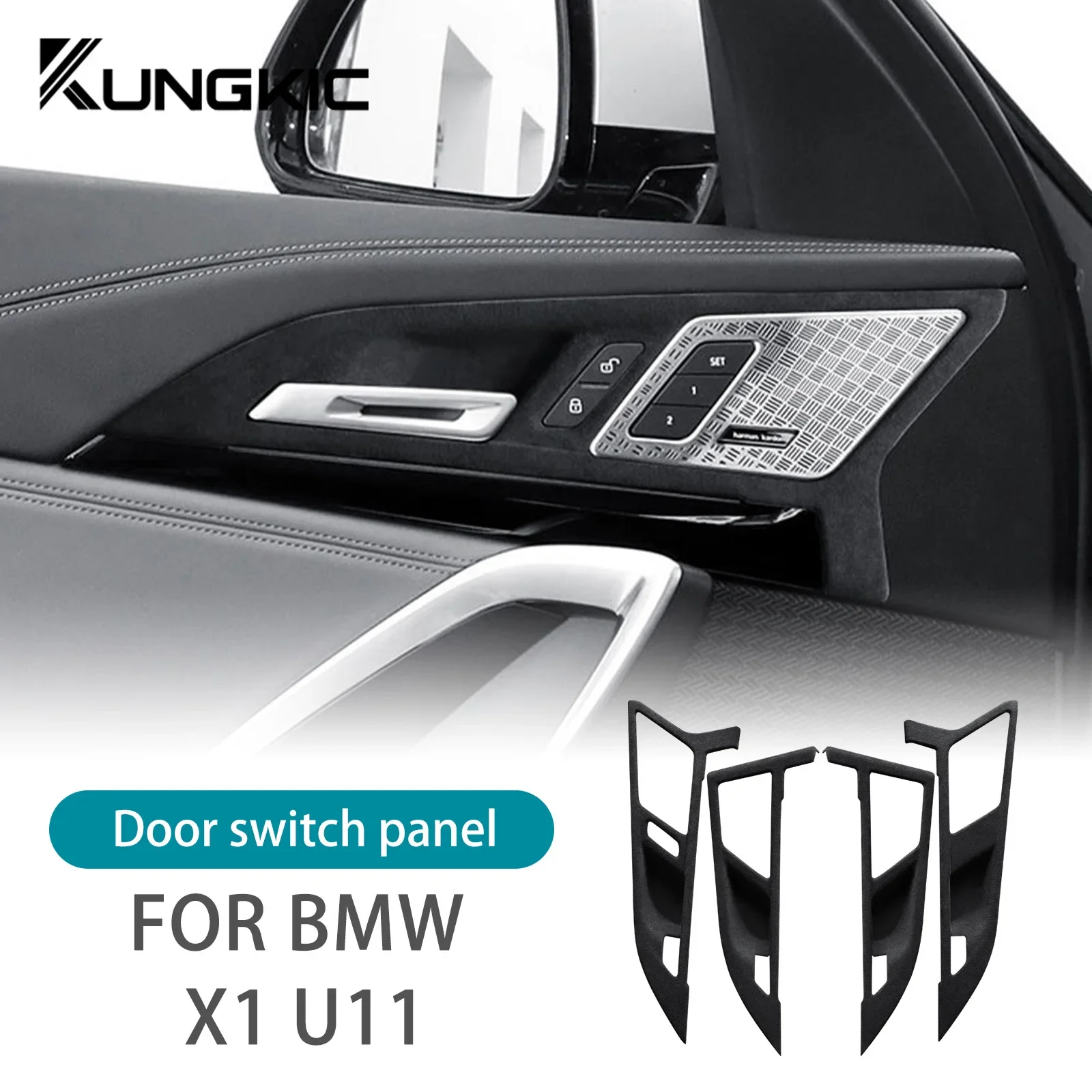 

Для BMW X1 U11 2023 2024: накладка на рамку внутренней дверной ручки, верхняя замшевая отделка, аксессуар для стайлинга автомобиля (LHD)