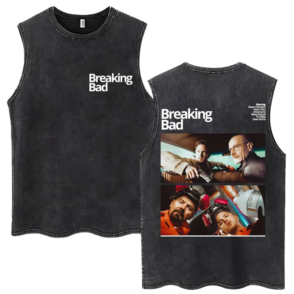 TV Breaking Bad Heisenberg Graphic Wash Tank Tops Men Women Vintage O-Neck Sleeveless T-Shirt Oversized Cotton Vests Streetwear