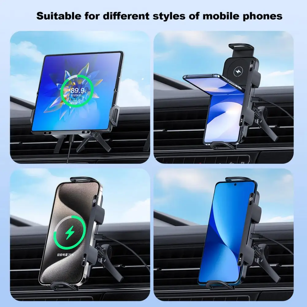 

Stable Phone Mount 15w Fast Charging Wireless Car Charger Phone Holder with Auto Rotating Mount for Foldable Phones High