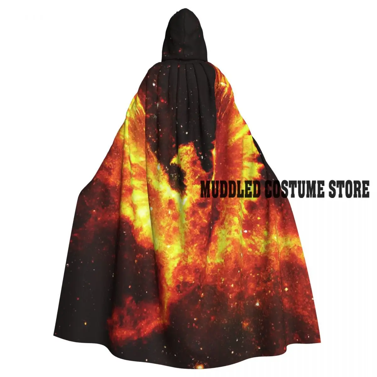 

Flaming Phoenix In Space Long Hooded Cloak Witch Medieval Costume Cosplay Cape HalloweenCoat Adult Unisex