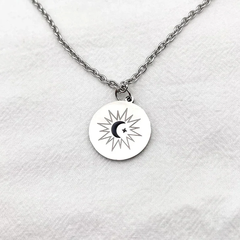 The Eclipse Cosplay Ayan Khaotung Moon Star Circular Pendant Necklace Lovers Jewelry Accessories Gift Wholesale