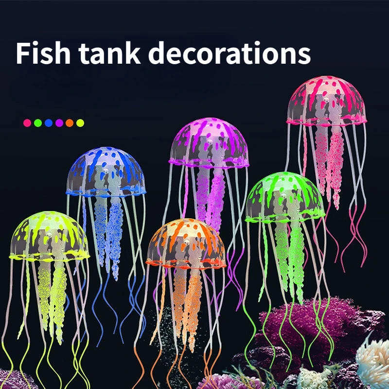 Artificial Vivid Jellyfish Silicone Fish Tank Decor Aquarium Decoration Ornament Silicone Material Odorless Aquatic Landscape