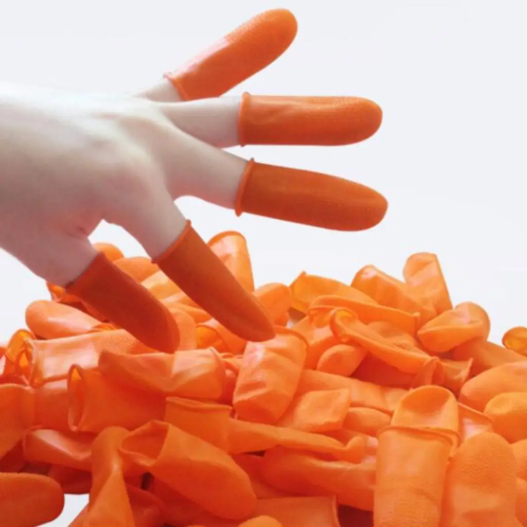 100pcs Natural Latex Rubber Finger Cots Textured End Tacky Multi-function