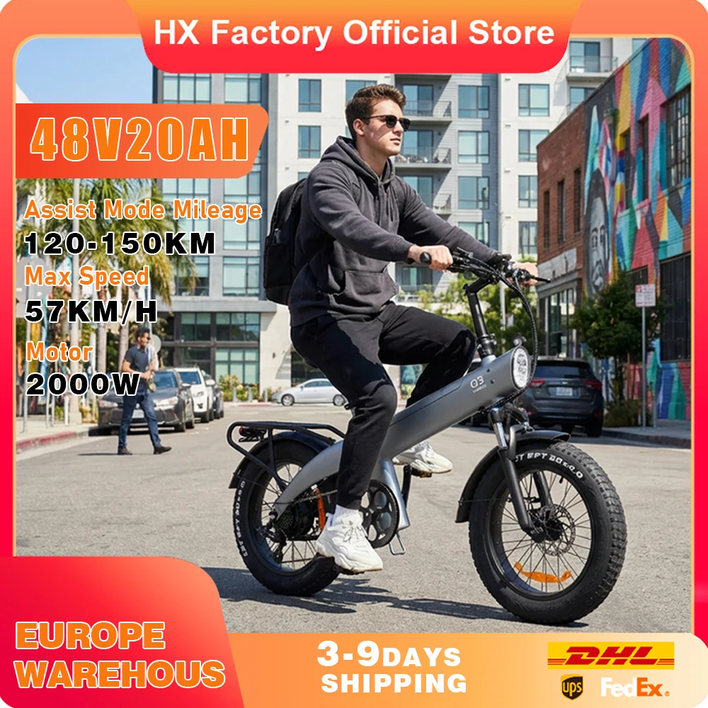 

HX Q3 fat electric bike 2000W 48V fat electric dirt Bike City Electric bicycles Mountain ebike E bikes adults e bicycle adult