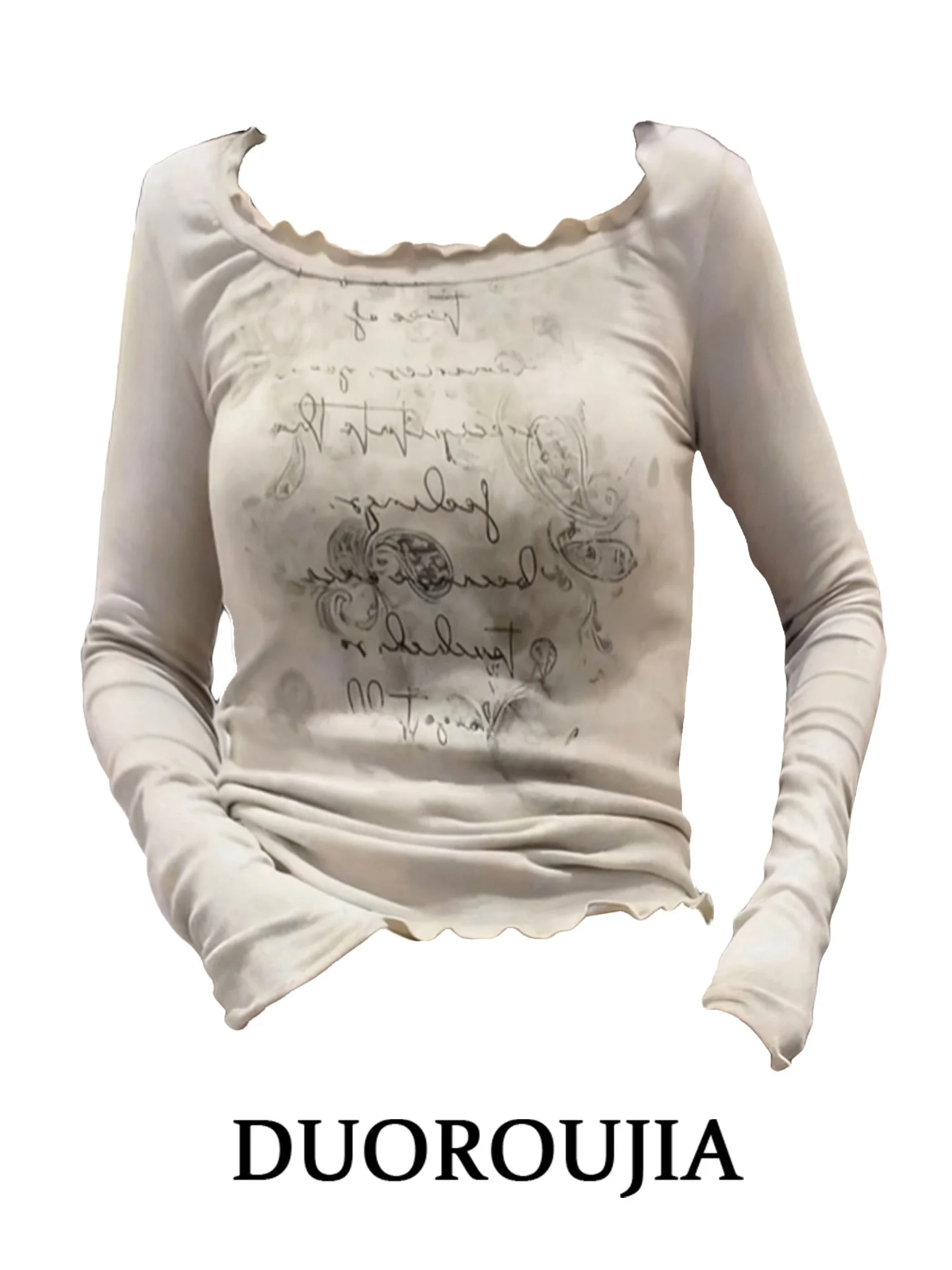 

plus Size Print Long Sleeve T-Shirt Women's Autumn Base Layer Shirt Cover Belly Casual Slim Fit Quick Dry Top