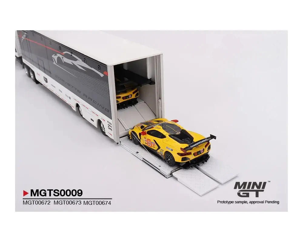 TSM MINIGT 1:64 Chevrolet Corvette C8.R Western Star Trailer Set Alloy Model