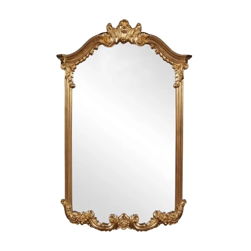 Wooden Arch Mirror Rustic Frame Art Decorative Mirror Wall Mirror Decorative Pattern Classical Sculpture Gorgeous