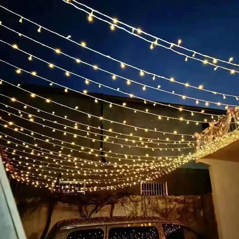 LED Fairy Icicle String Lights Outdoor Garden Holiday Garland for Wedding Party Camping Home Room Decoration EU Plug 220V